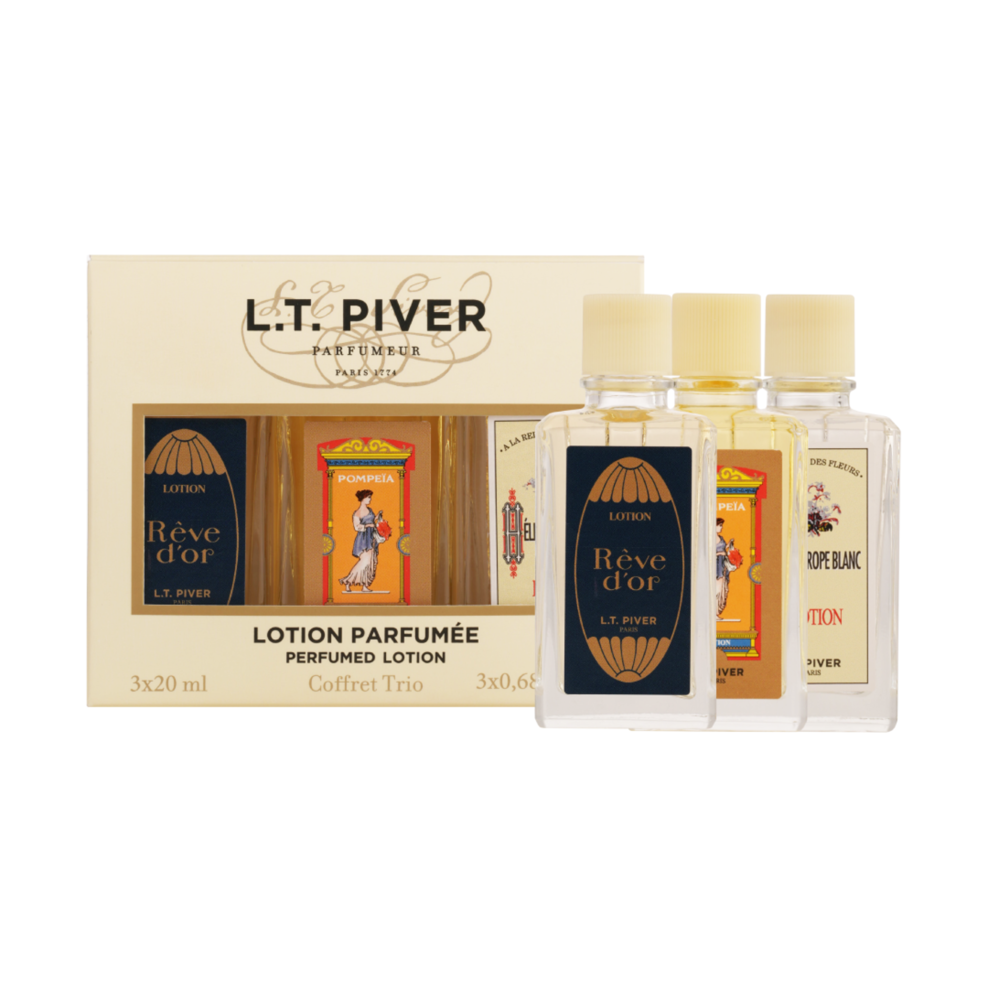 Coffret Trio Voyage L.T. Piver avec 3 flacons d’eaux de Cologne