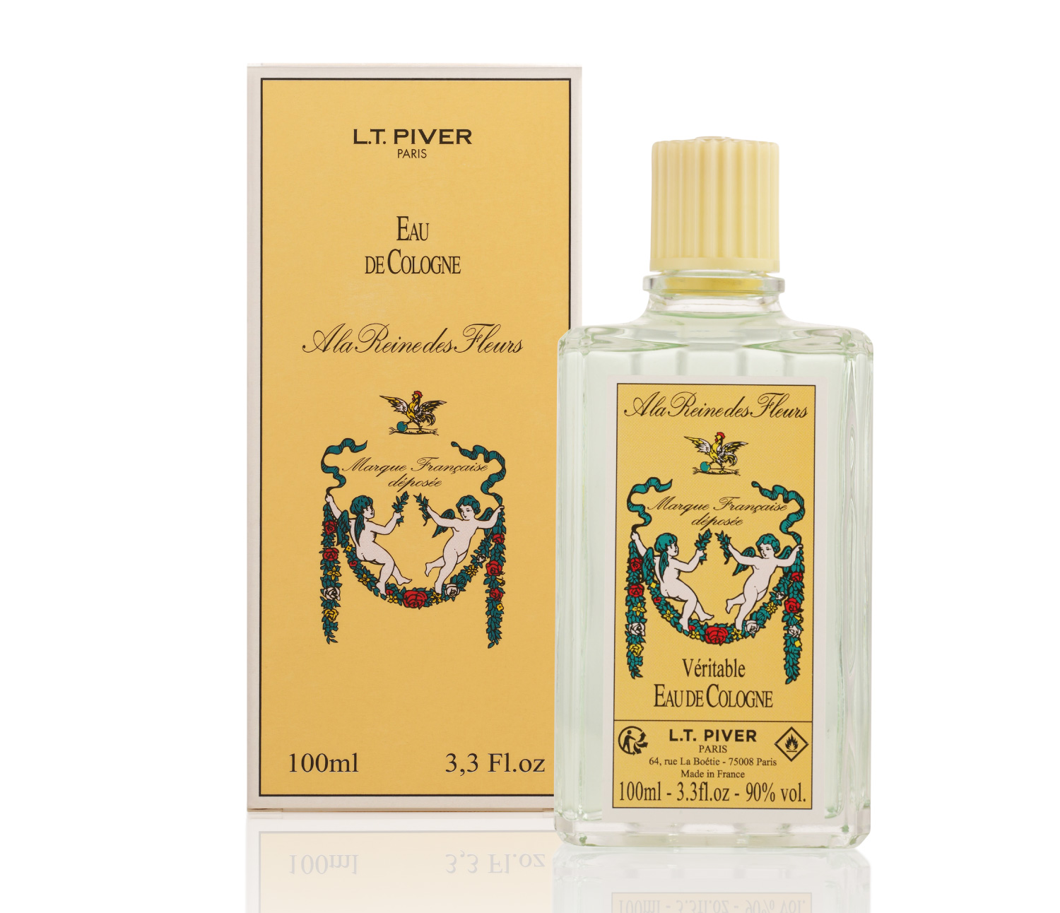 Flacon et étui À la Reine des Fleurs par L.T. Piver