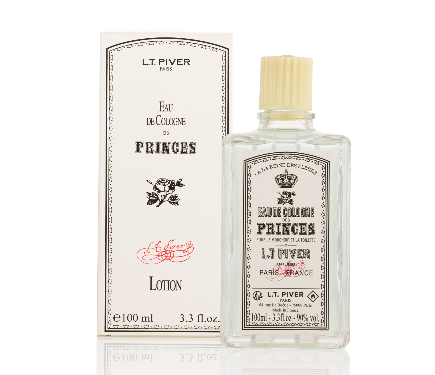 Flacon et étui Eau des Princes par L.T. Piver