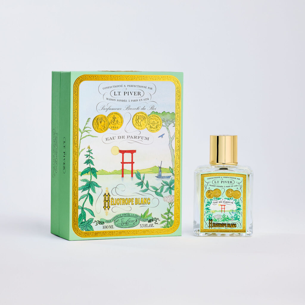 Eau de parfum Héliotrope Blanc de la Maison L.T. Piver avec son coffret