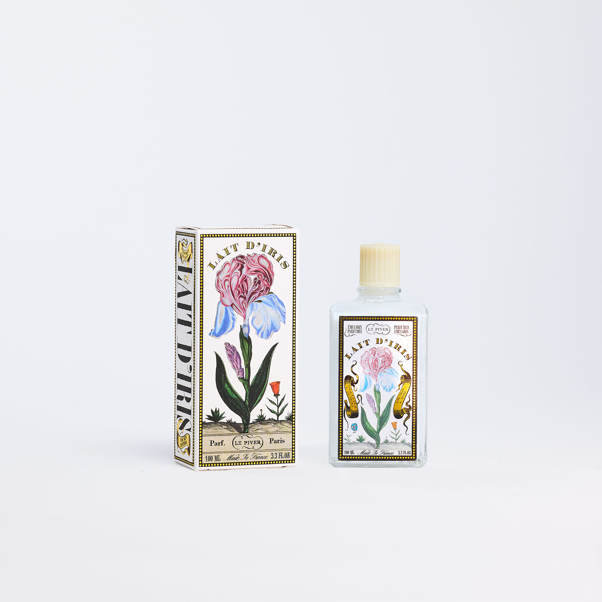 Lait pour le corps parfumé Lait d’Iris de la Maison L.T. Piver avec son étui